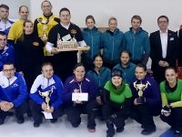 Die Teams Stonehunters, OCC Daltons, CC Traun Mixed und Zbraslav Damen bei der Siegerehrung